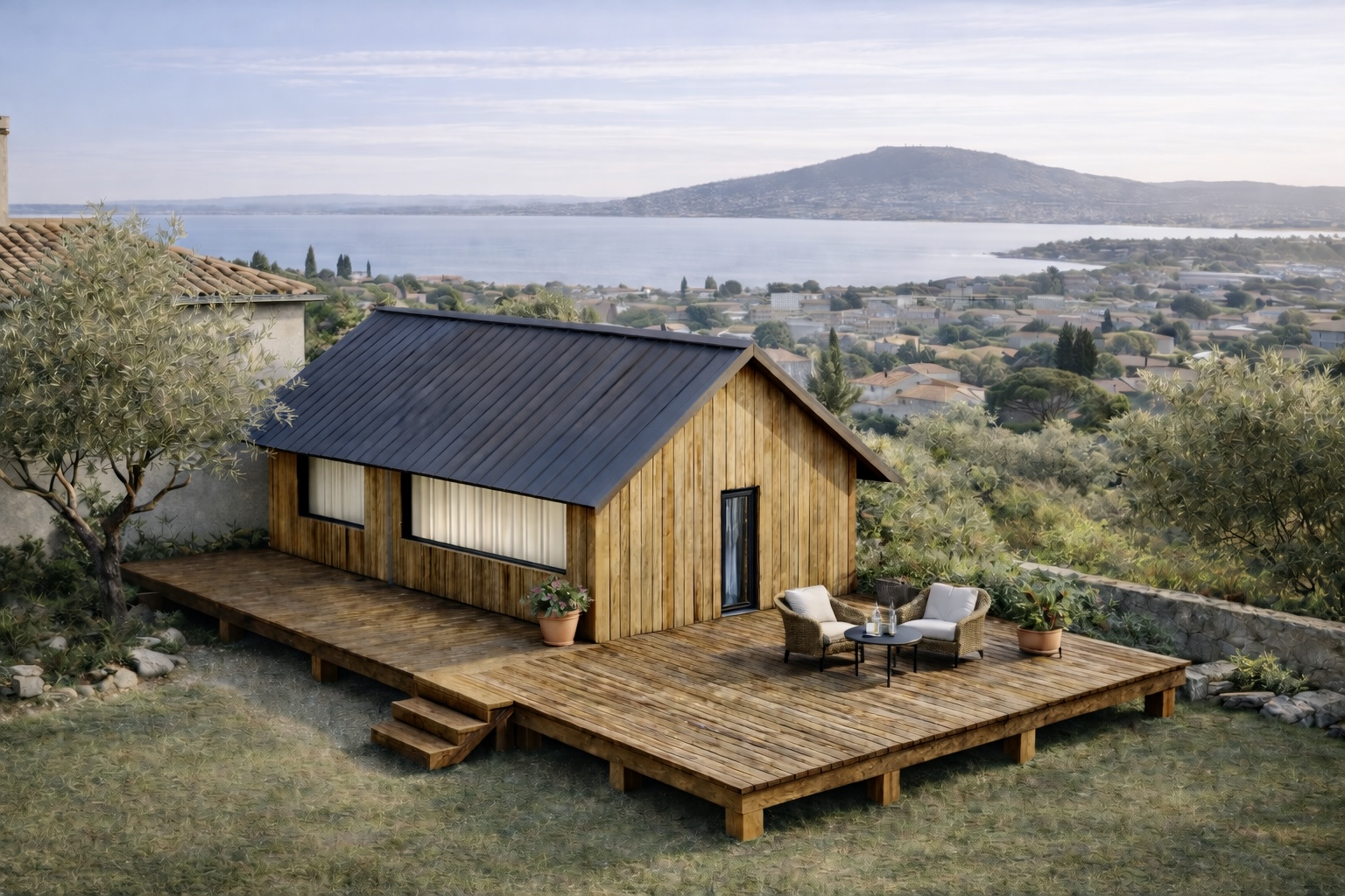 Rendu de la cabine dans le paysage de Thau