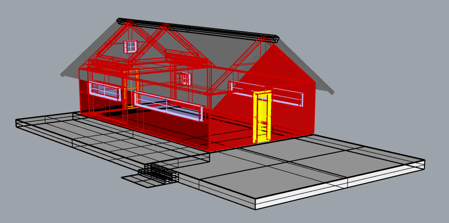 Modèle 3D filaire de la cabine