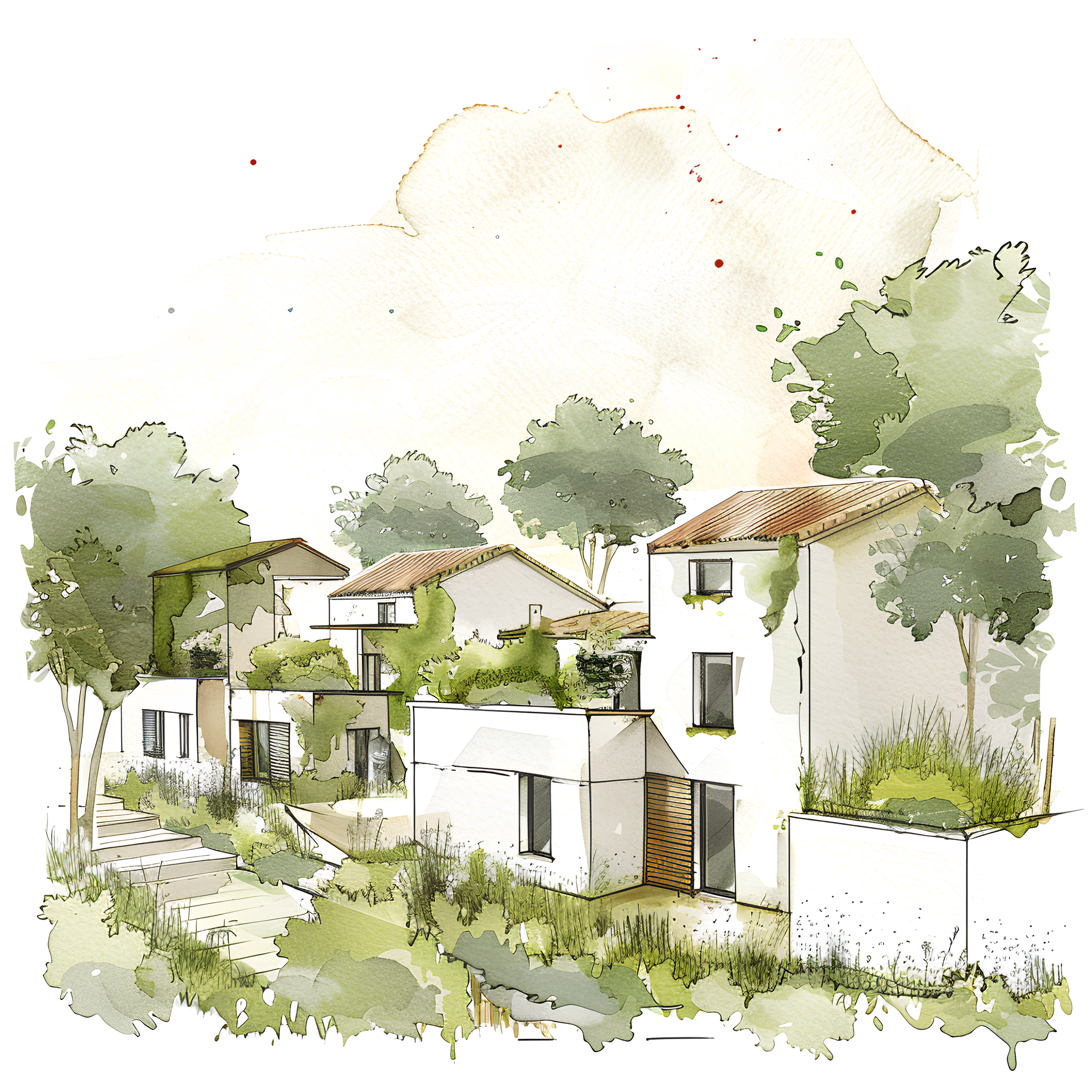 Illustration d'un habitat méditerranéen végétalisé