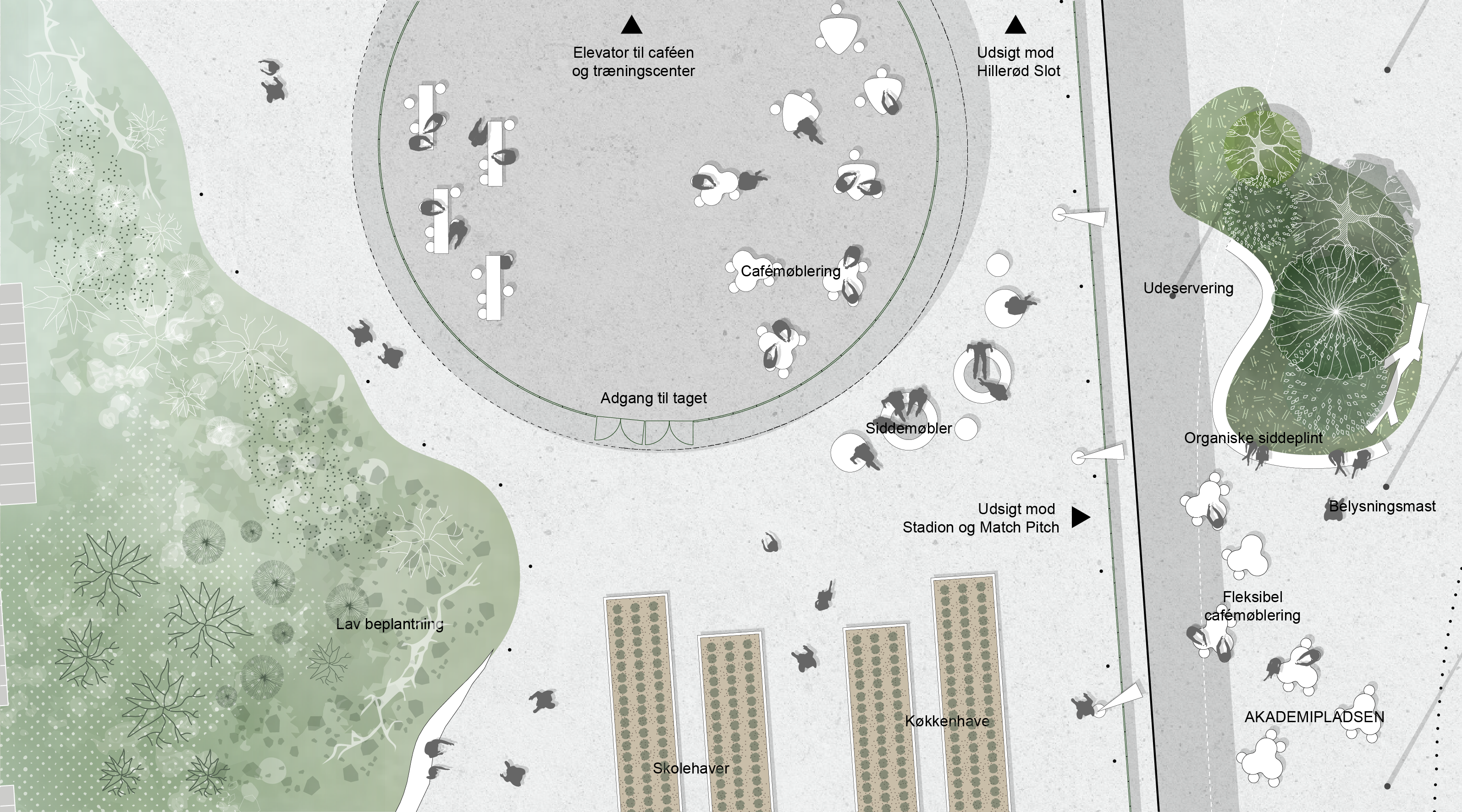 Détail du projet autour des circulations et plantations à Favrholm