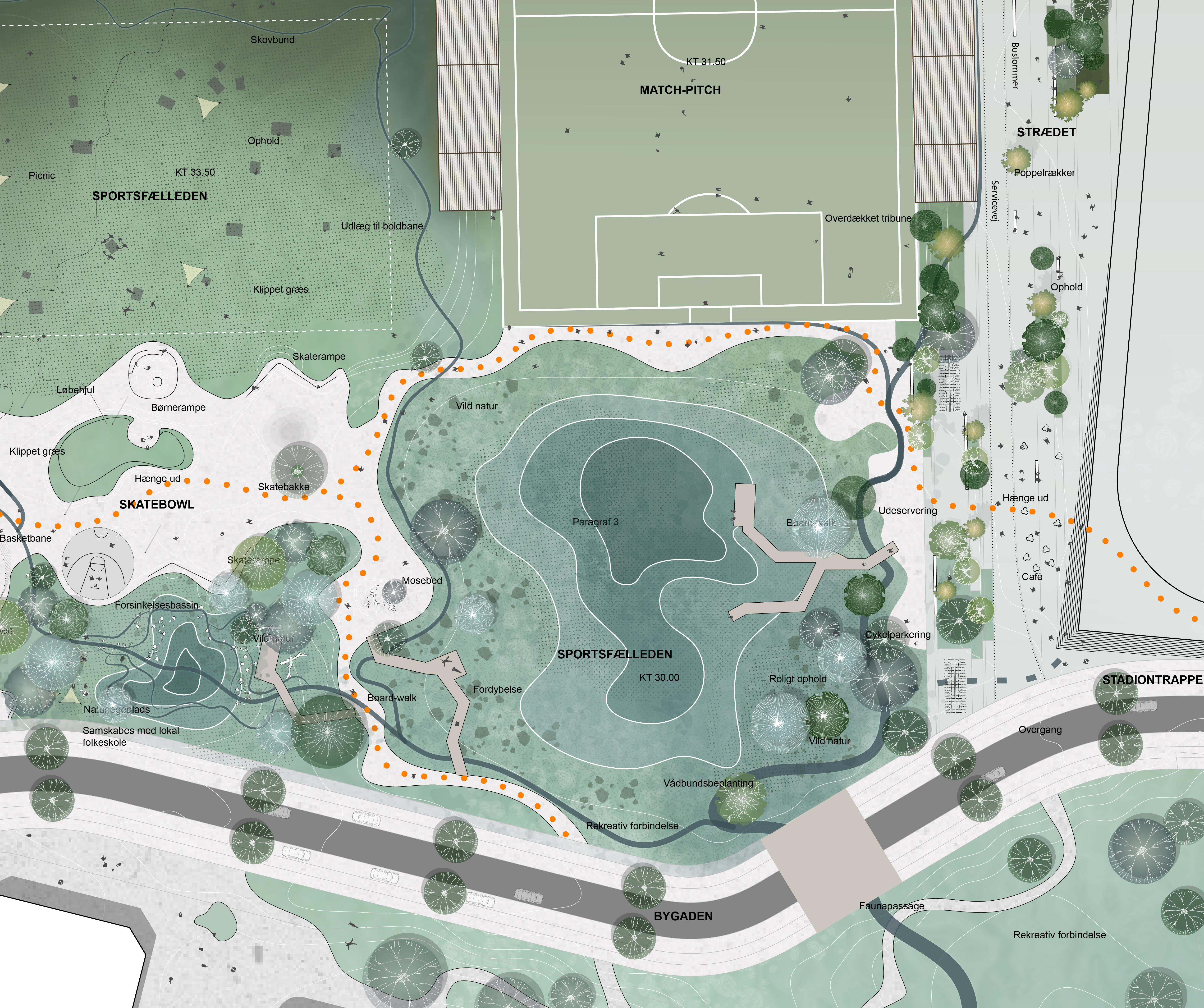 Plan détaillé du Sportsfaelled à Favrholm