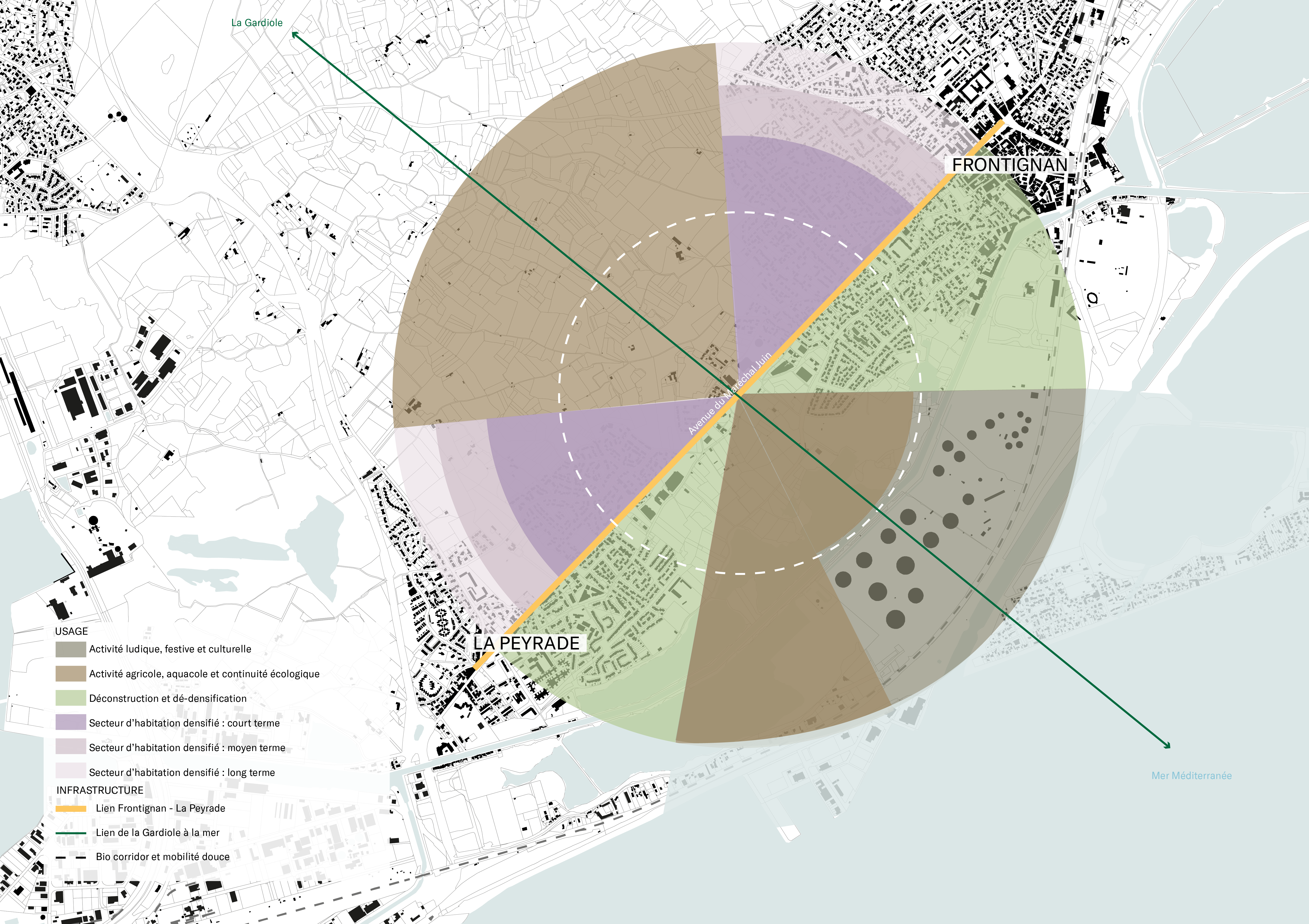 Schéma territorial du projet Habiter le littoral demain entre Frontignan, La Peyrade, la Gardiole et la mer