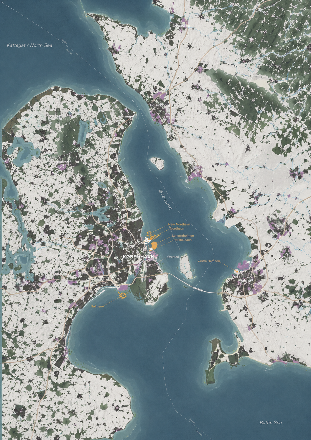 Carte de localisation de Refshaleoen dans le système de l'Oresund
