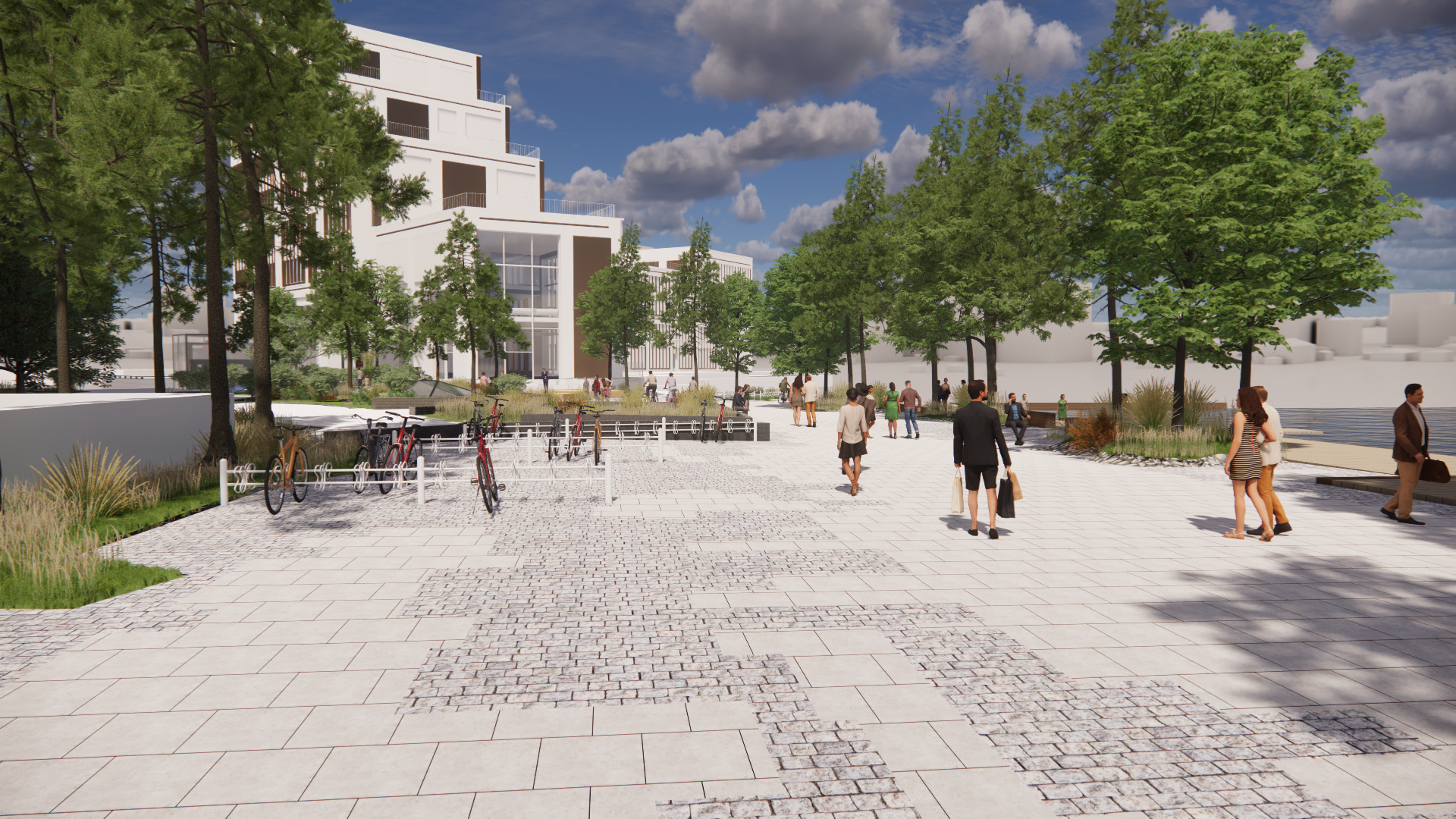 Vue de la plaza de Sluseholmen depuis l'espace public